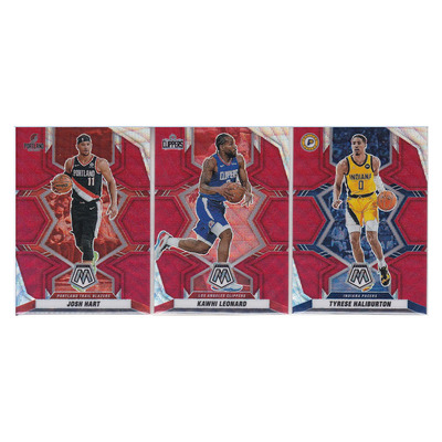 球星卡 约什哈特莱昂纳德哈利伯顿红折射帕尼尼21-22mosaic