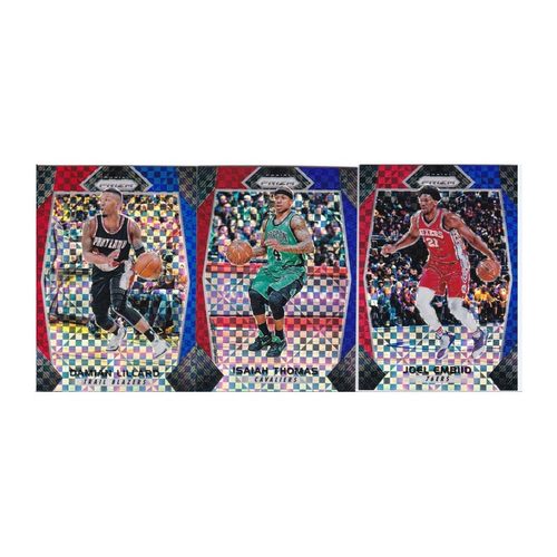 NBA球星卡 panini17-18prizm 利拉德 小托马斯 恩比德格子折射卡