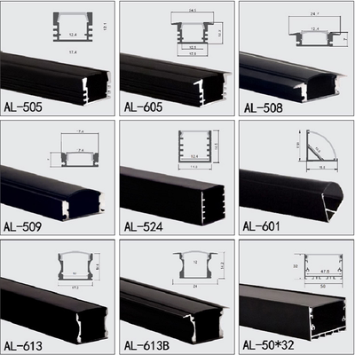 黑色led线条灯铝槽嵌入式u铝灯槽