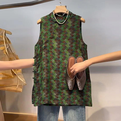 2025夏季中长款国风马甲女装新中