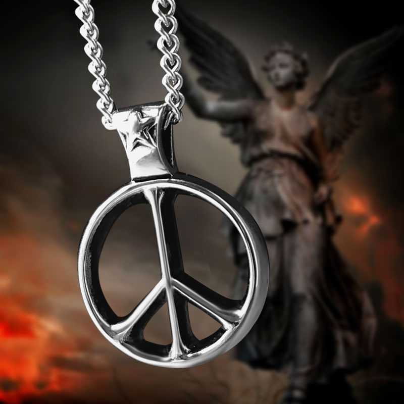 世界和平项链男女反战标志吊坠钛钢时尚饰品简约设计潮流配饰个性