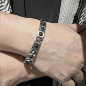 欧美时尚 钛钢手饰能量磁性轻奢饰品 首饰新款 个性 潮流磁珠手链男款