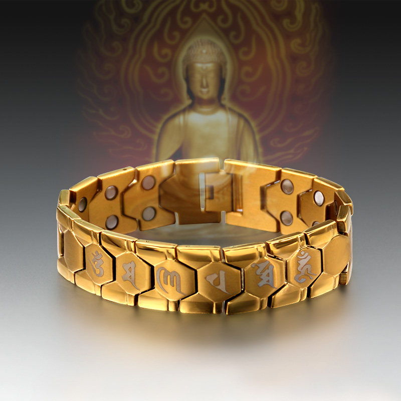 吉祥六字真言钛金手链男款高级感转运手饰好时尚潮流个性饰品男