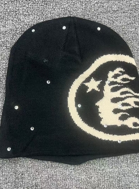 hellstar地狱之星钻男女情侣高弹力舒适透气保暖防风针织帽毛线帽