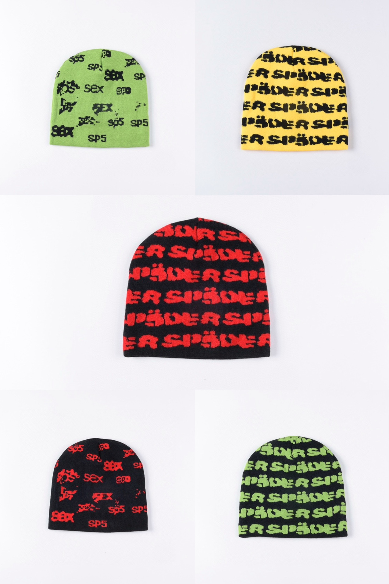 Sp5der worldwide 555555 男女同款针织毛线冷帽子