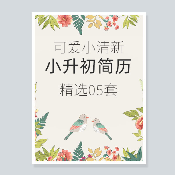 可爱小清新小升初word简历模设计素材/源文件