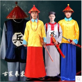 清朝官兵服衙役服装舞台演出服大内侍卫戏服太监公公黄马褂古装男