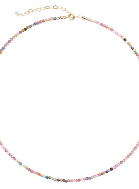 糖果色天然小碧玺项链女锁骨链