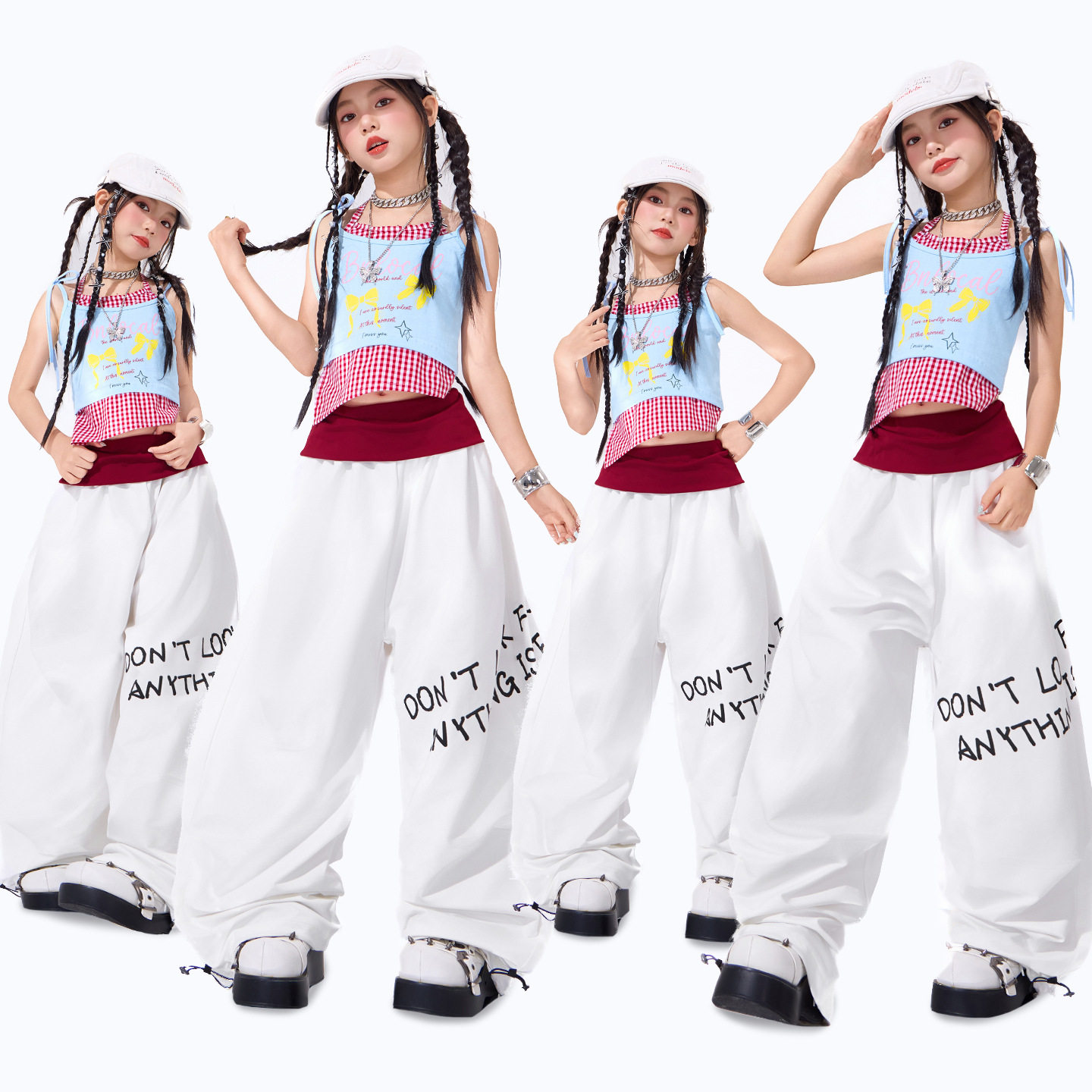 爵士舞服装女童潮酷时髦辣妹风上衣裤子套装少儿童jazz表演出服夏