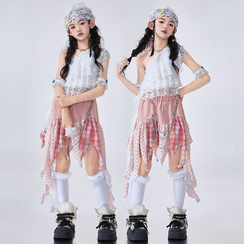 女童爵士舞服装潮酷时髦女孩jazz演出服少儿洋气夏季炸街街舞