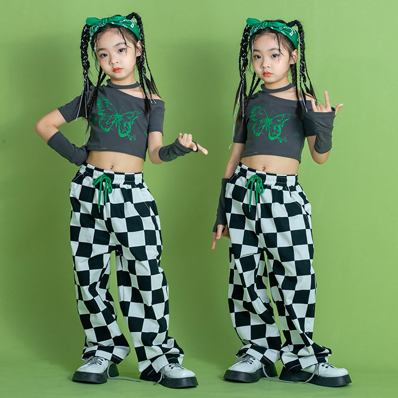 爵士服装舞服女童模特走秀潮服定制街舞套装露脐儿童架子鼓表演服