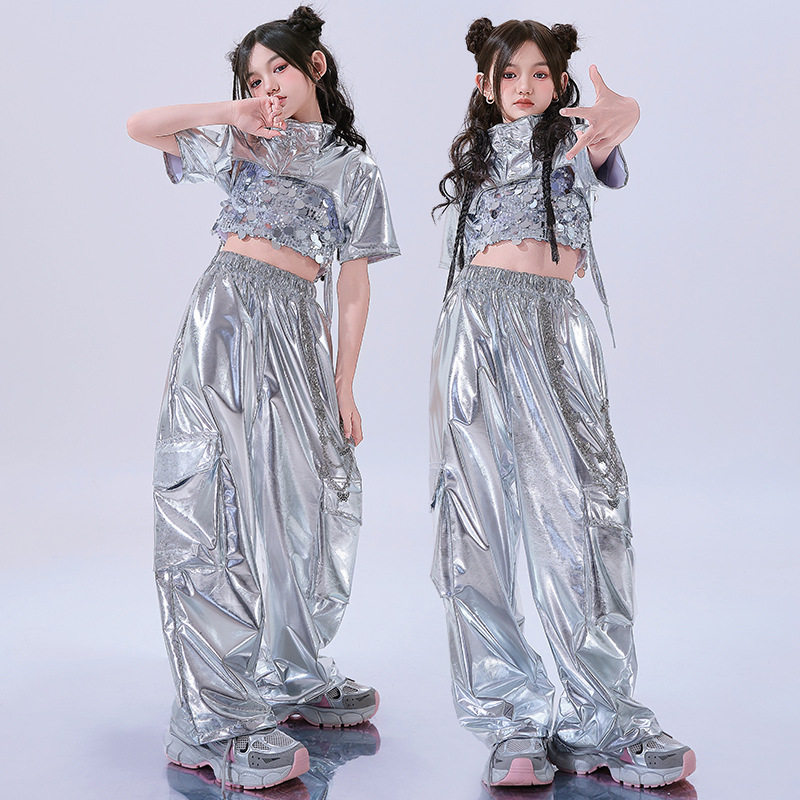 女童爵士舞服装潮酷时髦jazz炸街夏女孩演出服少儿街舞潮服甜酷