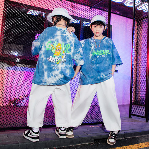 儿童模特T台走秀潮服男童定制街舞hiphop服女童爵士架子鼓演出服