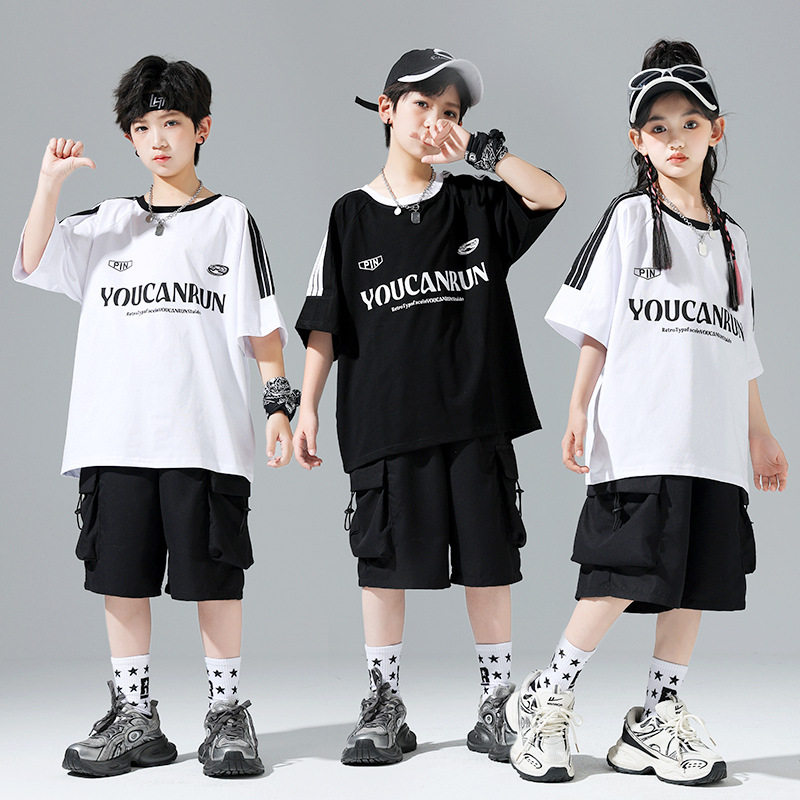 六一儿童演出服夏季男童嘻哈hiphop街舞表演潮装模特走秀架子鼓酷