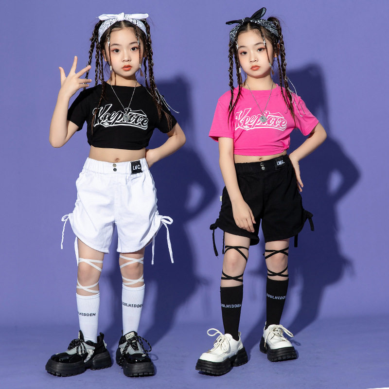 儿童街舞演出服女童定制爵士舞套装女孩hiphop走秀潮酷六一表演服