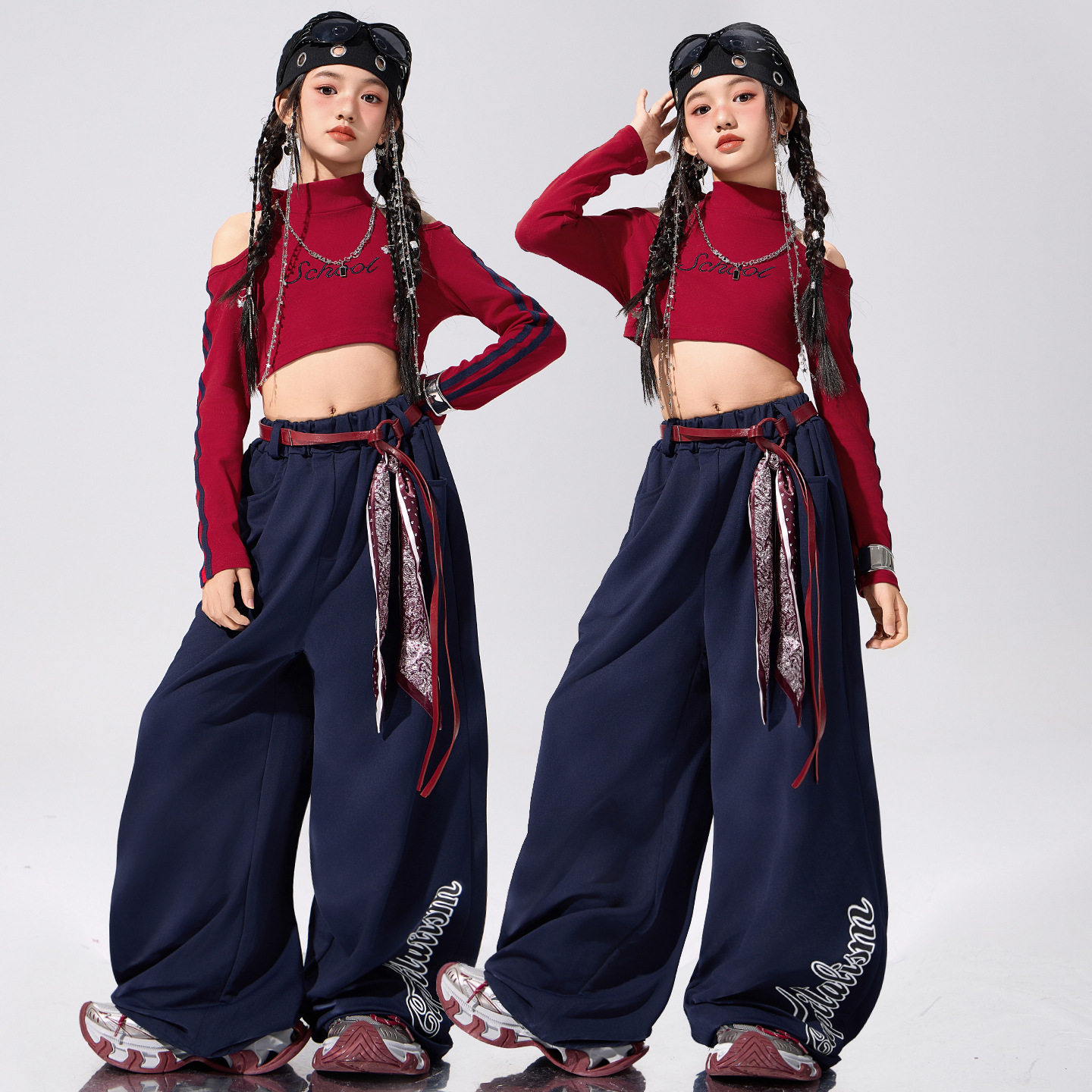 爵士舞女童服装潮酷时髦少儿jazz街舞演出服女孩套装秋冬酷辣上衣