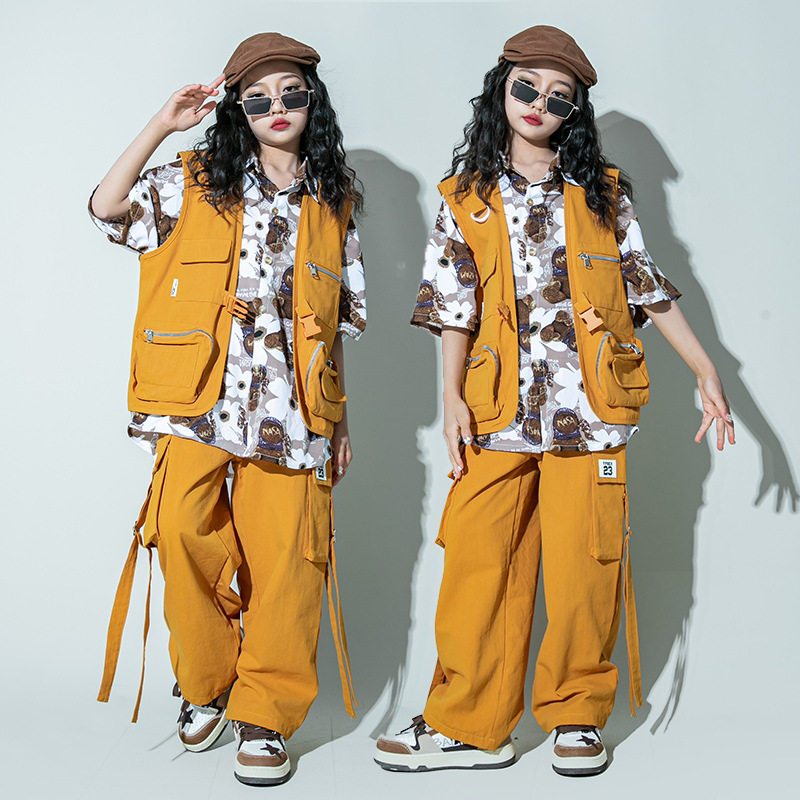 儿童街舞潮服少儿马甲潮牌定制套装hiphop炸街童装男架子鼓演出服