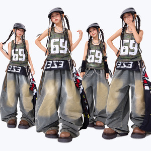 女童爵士舞演出服儿童街舞服装夏少儿jazz潮装走秀套装女孩表演服