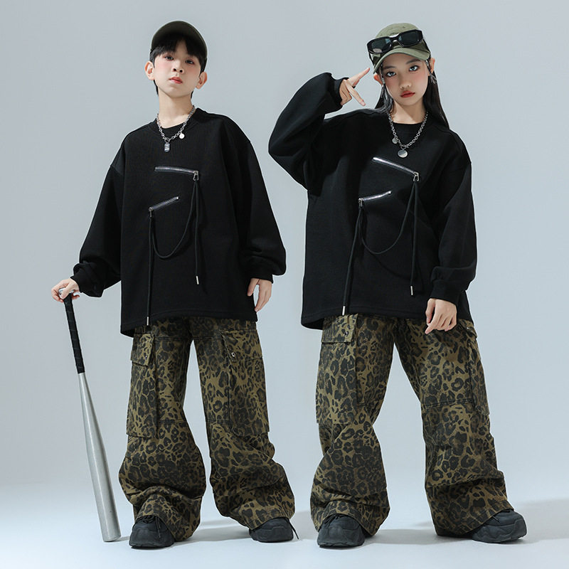 儿童街舞演出服hiphop嘻哈架子鼓潮服模特走秀男女童爵士舞表演服