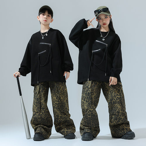 儿童街舞演出服hiphop嘻哈架子鼓潮服模特走秀男女童爵士舞表演服