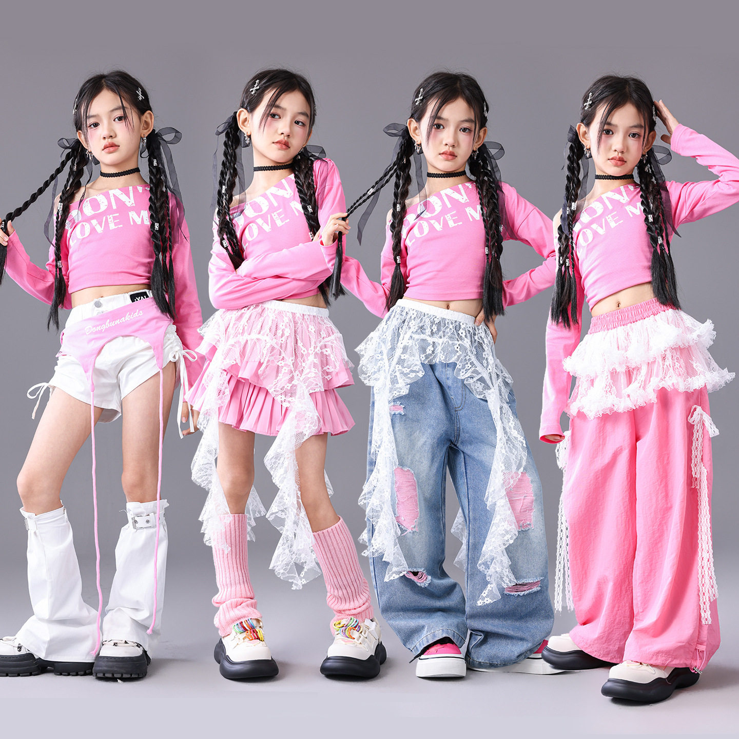 爵士舞服装女童潮酷时髦儿童多巴胺走秀潮服少儿爵士演出服女团酷