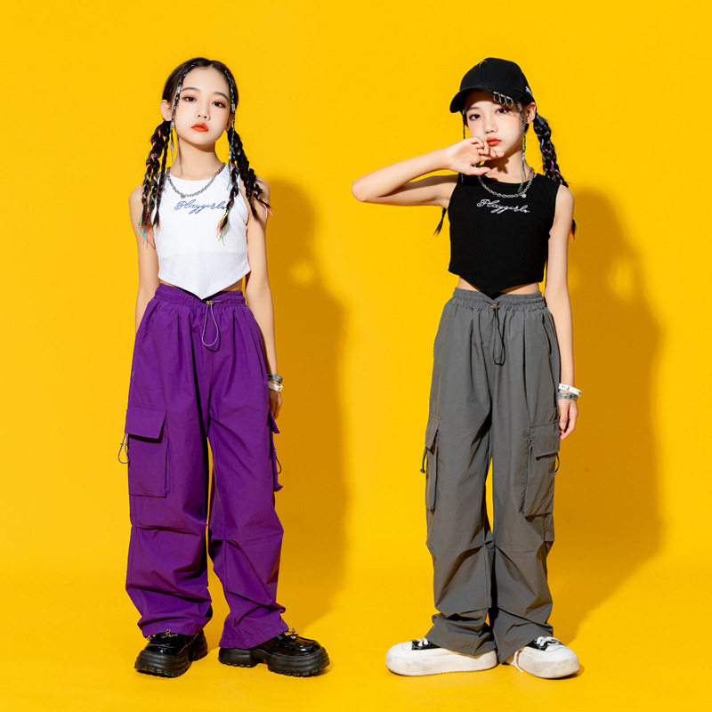 爵士舞服装女童夏季潮酷定制走秀套装儿童个性jazz练功舞蹈演出服