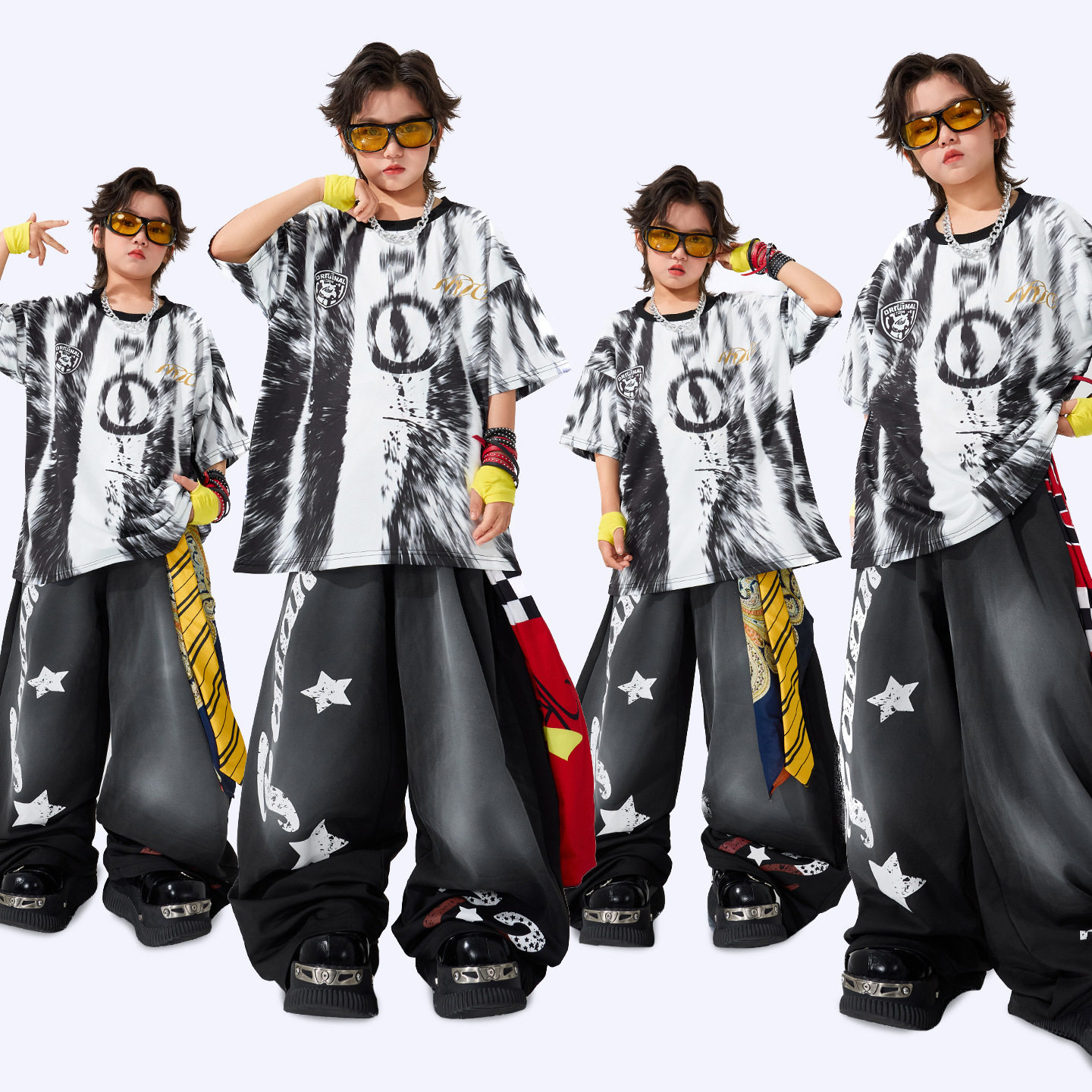 儿童街舞炸街走秀演出服少儿hiphop嘻哈套装多巴胺女童架子鼓服装