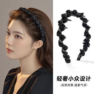 黑色布艺发箍女款 带齿防滑压发发旅头箍显脸小头饰 高颅顶2025新款