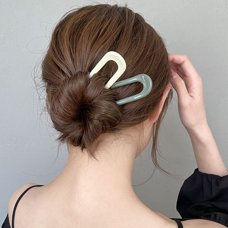 u型发簪简约现代丸子头簪子盘发神器盘发器2021新款发插发夹气质