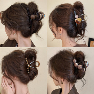 发量少抓夹女高级感2024新款后脑勺盘发发夹中号鲨鱼夹子头饰发卡