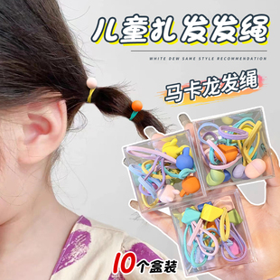 高弹力头绳女童发圈皮套皮筋女扎头头饰 彩色可爱儿童发绳2023新款