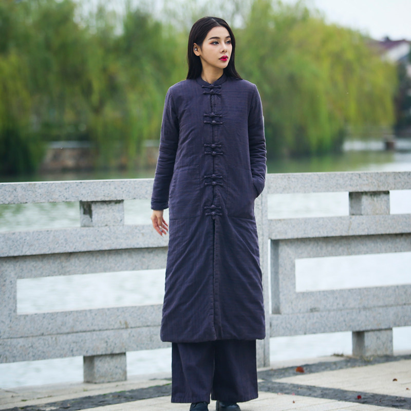 复古民族风加厚保暖冬季女士常规盘扣棉衣外套上海手织布棉袄裤子