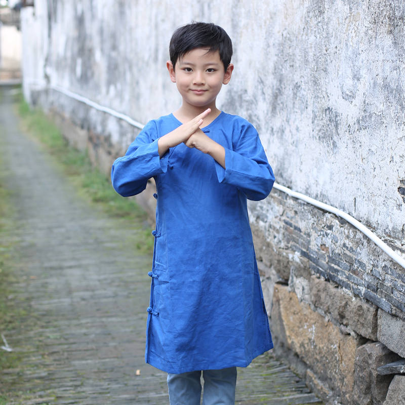 男女田园无领打底斜襟盘扣童装