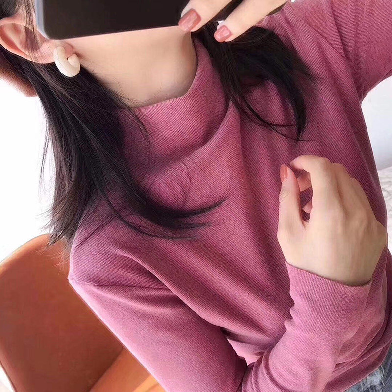 阳离子初秋叠穿小心机打底衫女德绒洋气修身百搭长袖半高领上衣冬