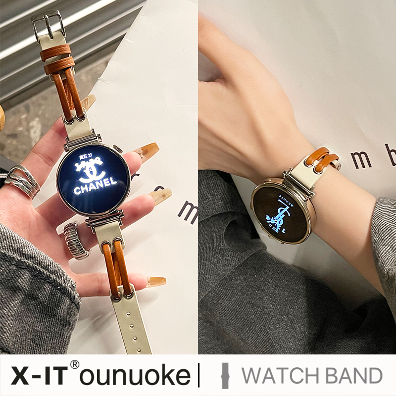 细款皮绳拼接真皮适用手表带