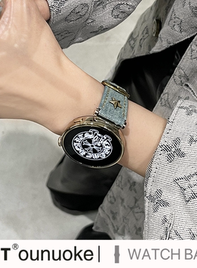 xit适用于华为gt5手表表带gt3pro新款43mm牛仔星星柳丁GT6女士watch6智能gt4创意46帆布41mm针扣手表带1860mm
