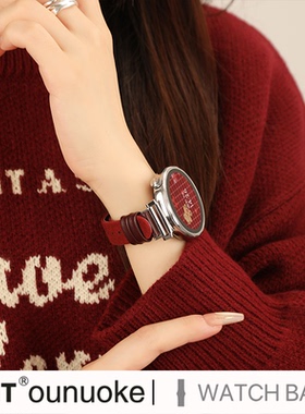 xit适用华为gt5手表表带watch4pro高级gt4新款gt3真皮翻毛皮watchgt4毛绒gt6专用女41mm时尚夏天本命红蛇年