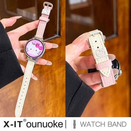 xit适用于GT6华为GT5pro手表GT4表带gt7荔枝纹KT猫真皮表带watch4/7女新款运动腕带替换带oppox2