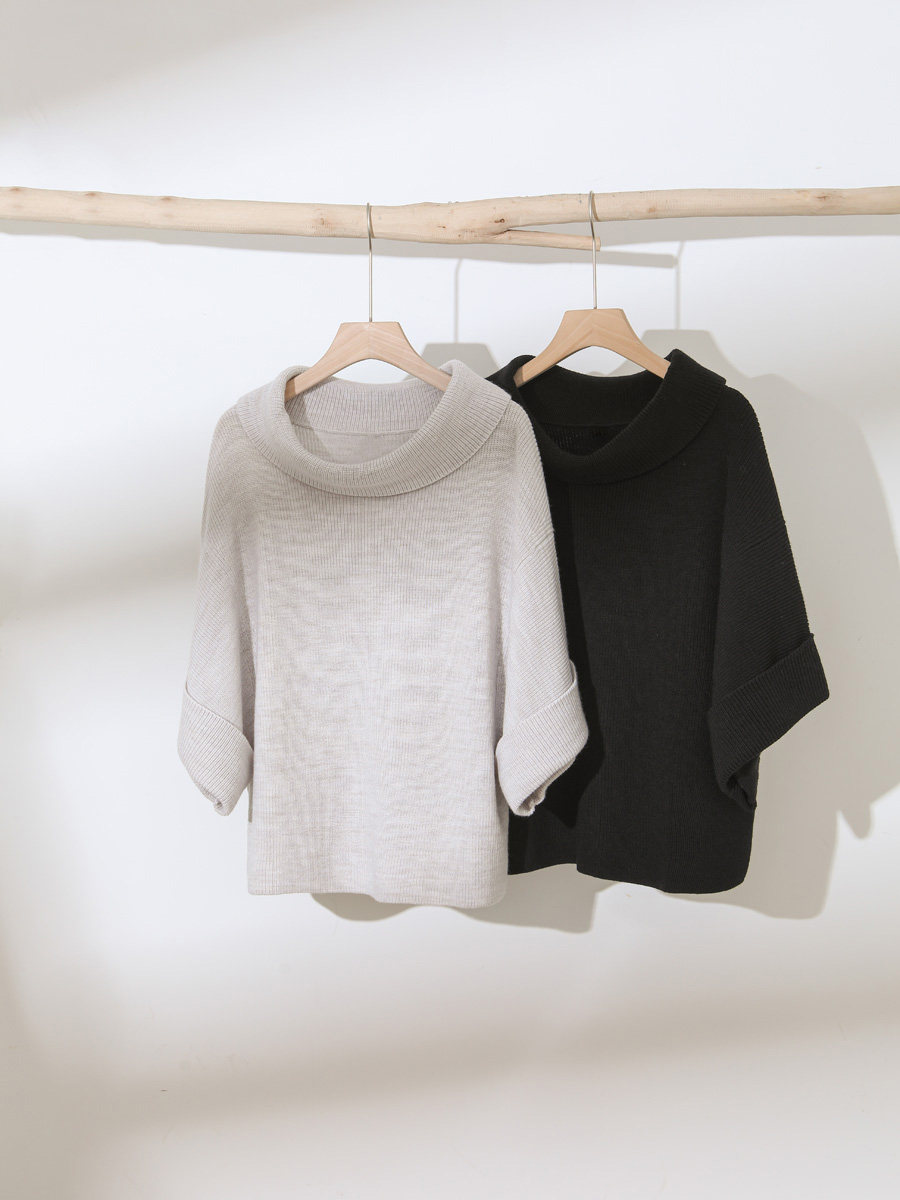 2025年春季新款100%美利奴绵羊毛盆领中袖针织衫女士堆堆领套衫,女装/女士精品,毛针织衫,淘宝优惠券,粉丝福利购,淘宝优惠卷