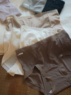 3条优织物12008绵羊毛轻暖柔蕾丝拼接花边内裤 女高弹包臀亲肤蚕丝