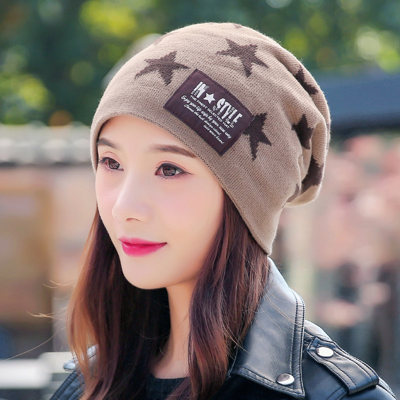 乔志帽子女秋冬韩版加绒加厚针织帽情侣帽户外保暖毛线帽护耳帽