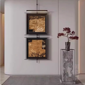 置法式 中古风玄关装 饰画高级感金属吊杆铁艺装 复古客厅墙面壁挂画