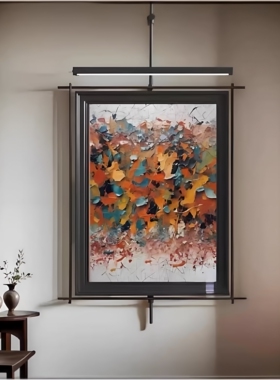 中古风金属吊杆带灯壁挂装饰画