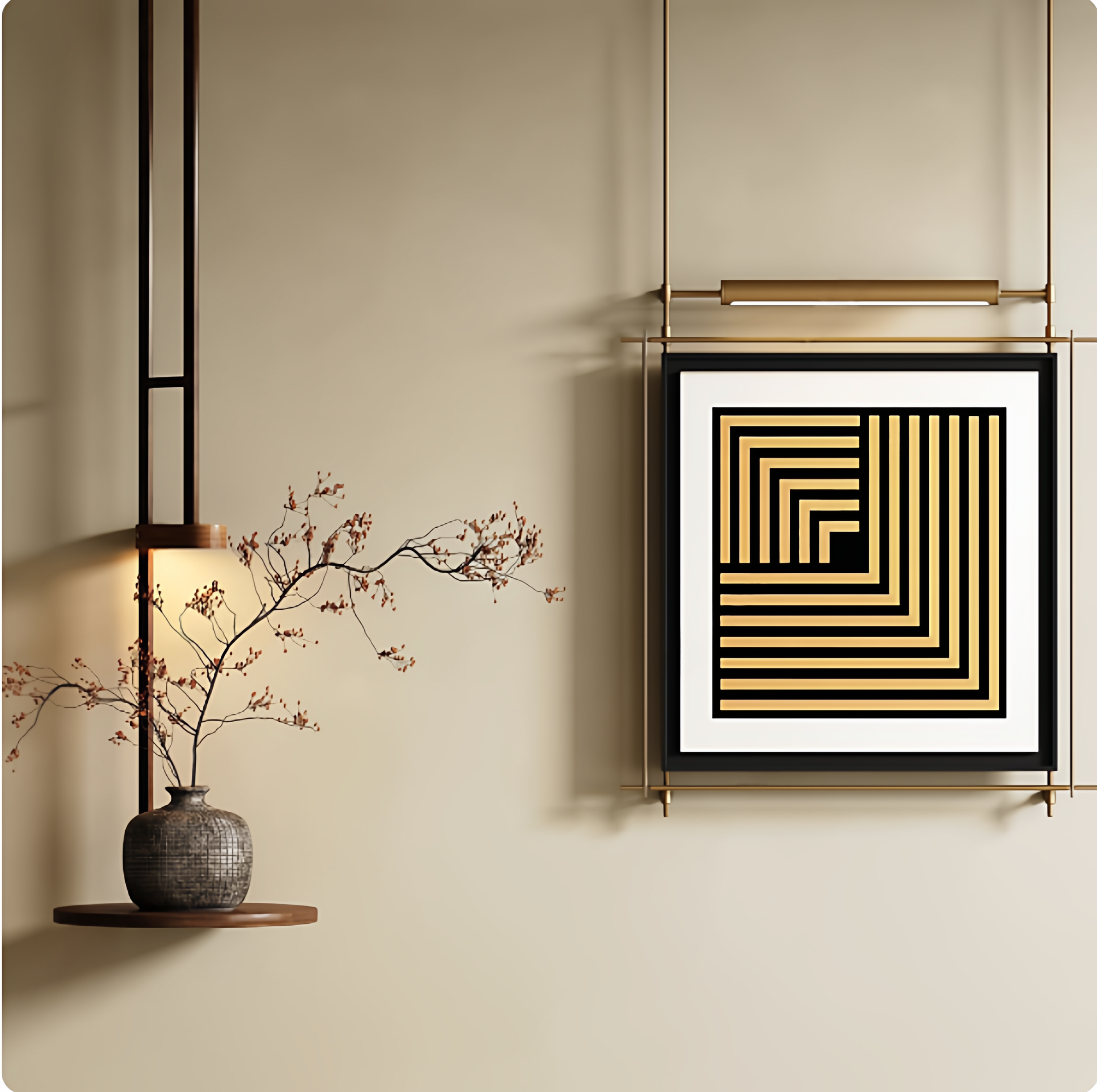 高级感单幅氛围灯装饰画酒店客房床头挂画卧室墙面吊杆金属装饰画,家居饰品,壁饰,淘宝优惠券,粉丝福利购,淘宝优惠卷