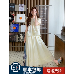 黄色甜美减龄套装 上衣半身裙两件套 裙女2025夏新款 温柔系穿搭短袖