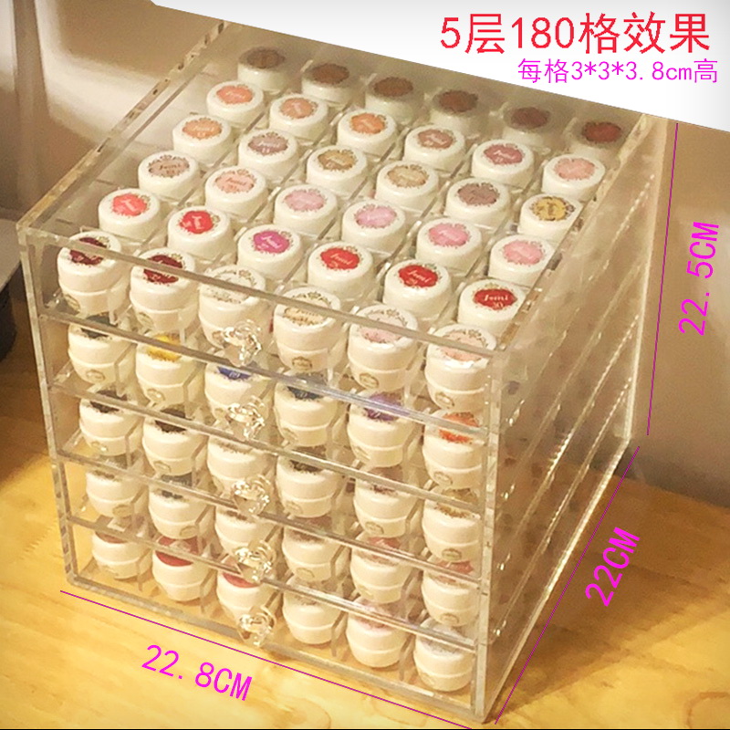 亚克力美甲收纳盒日本指甲油饰品盒彩绘光疗胶透明125格抽屉收纳