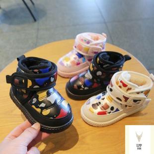 童鞋冬天鞋子加厚棉靴男童雪地靴加绒儿童棉鞋女童低筒短靴防泼水