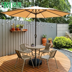 远茂户外桌椅带伞大号商业街休闲铁艺太阳伞室外庭院中柱遮阳伞