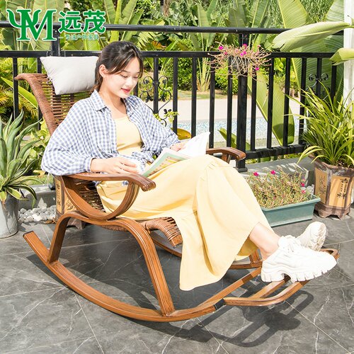 远茂摇椅阳台家用休闲椅藤编懒人椅子成人藤椅户外摇摇椅单人躺椅 - 封面