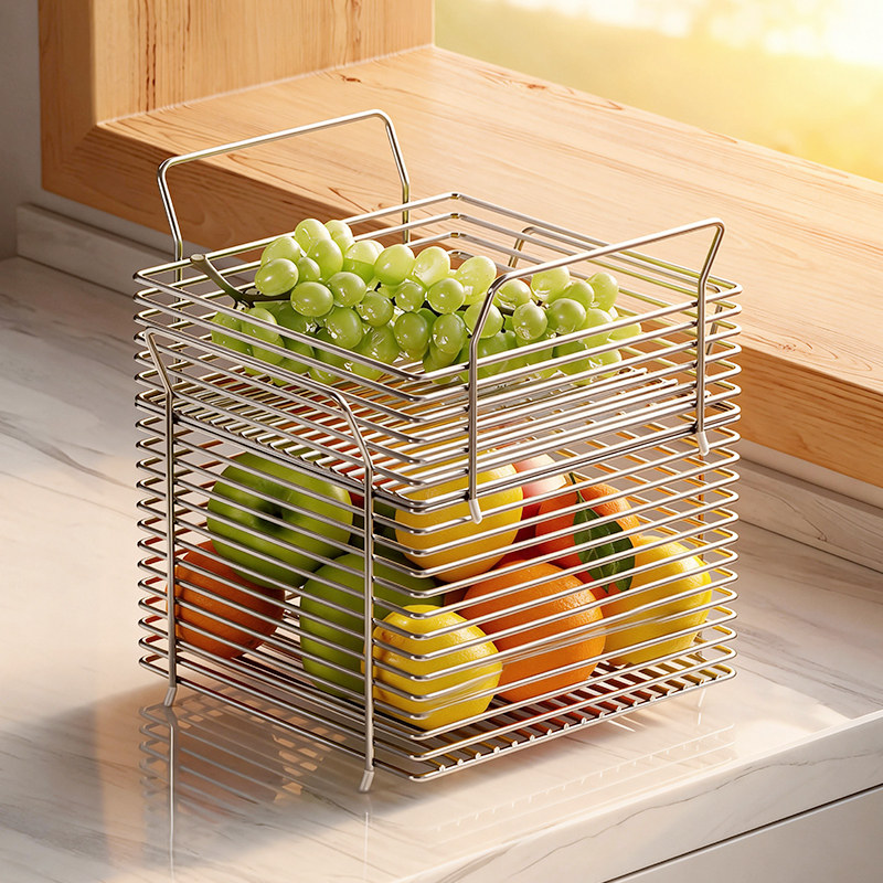 304不锈钢厨房水果蔬菜置物架放菜篮子收纳框零食架子客厅高颜值,厨房/烹饪用具,果蔬置物架/篮/框,淘宝优惠券,粉丝福利购,淘宝优惠卷